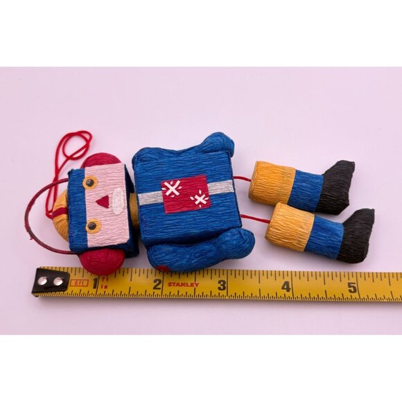 Vintage Robot Christmas Tree Ornament Crepe Paper Legs and Arms Move - Picture 4 of 6